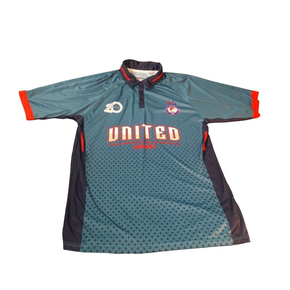 United Cricket Club Jersey Mens XL Blue Orange Hiten 69 20th Year USA Sportswear